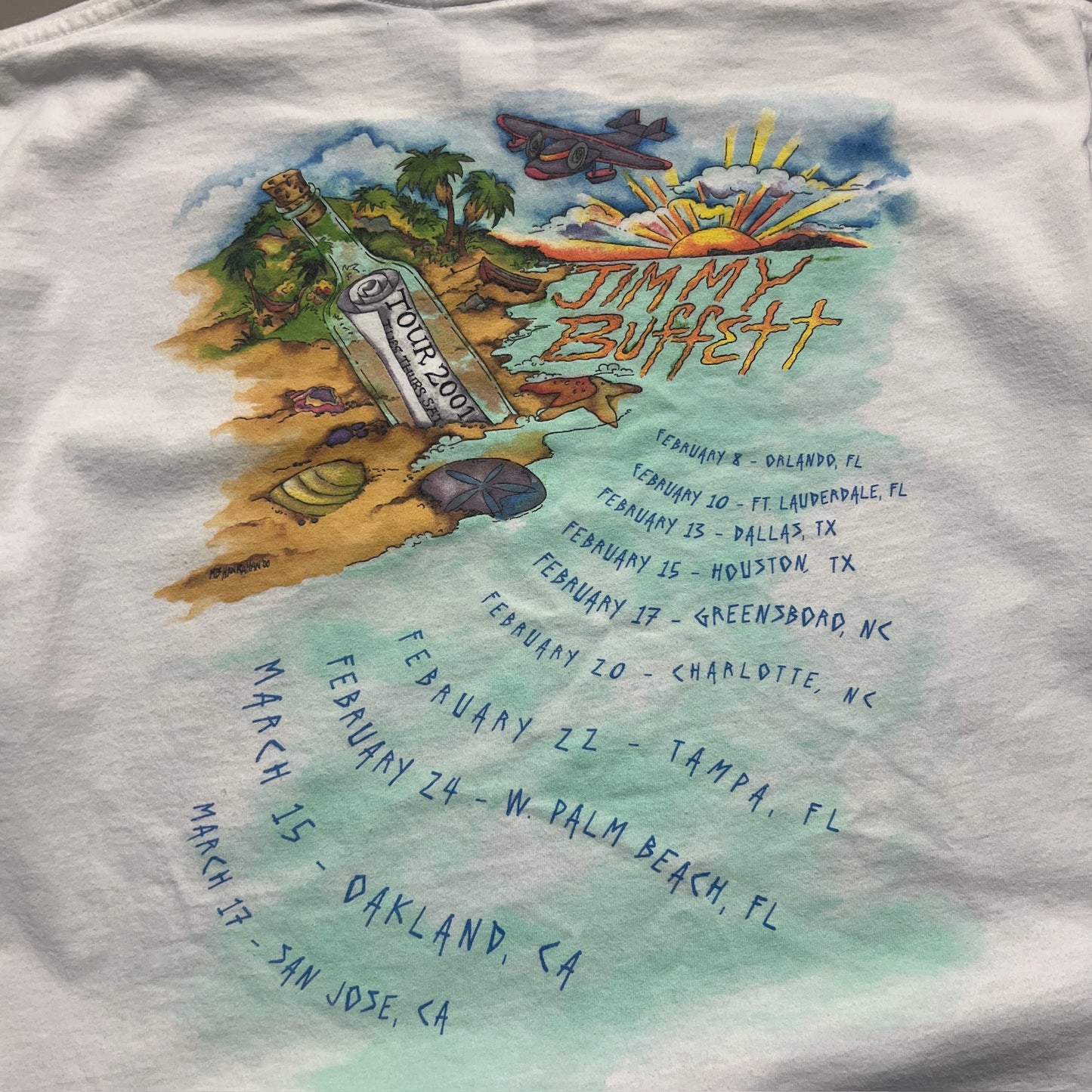 Large 2001 Jimmy Buffet Tues Thurs Sat Tour T-shirt