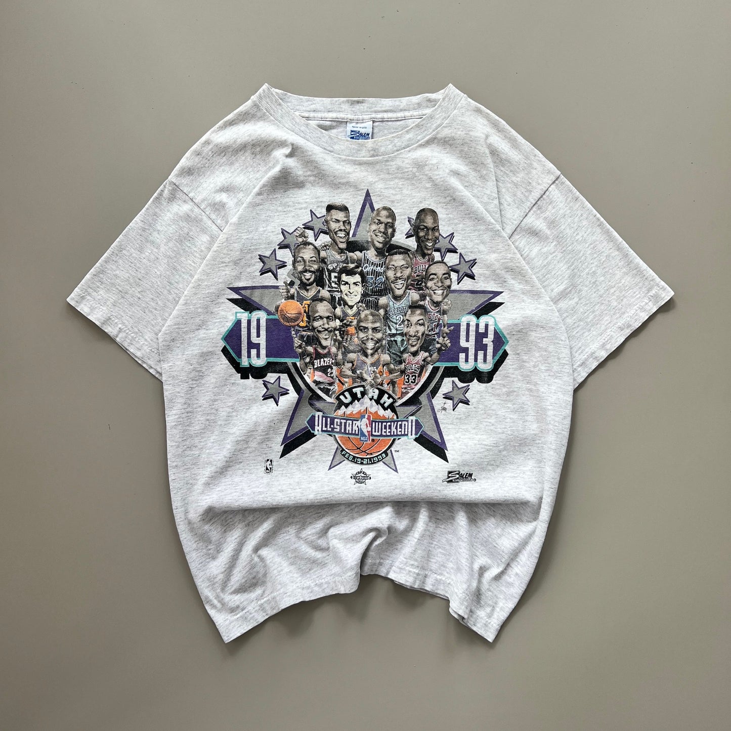 Large 1993 Utah NBA All Star Game Caricature T-shirt