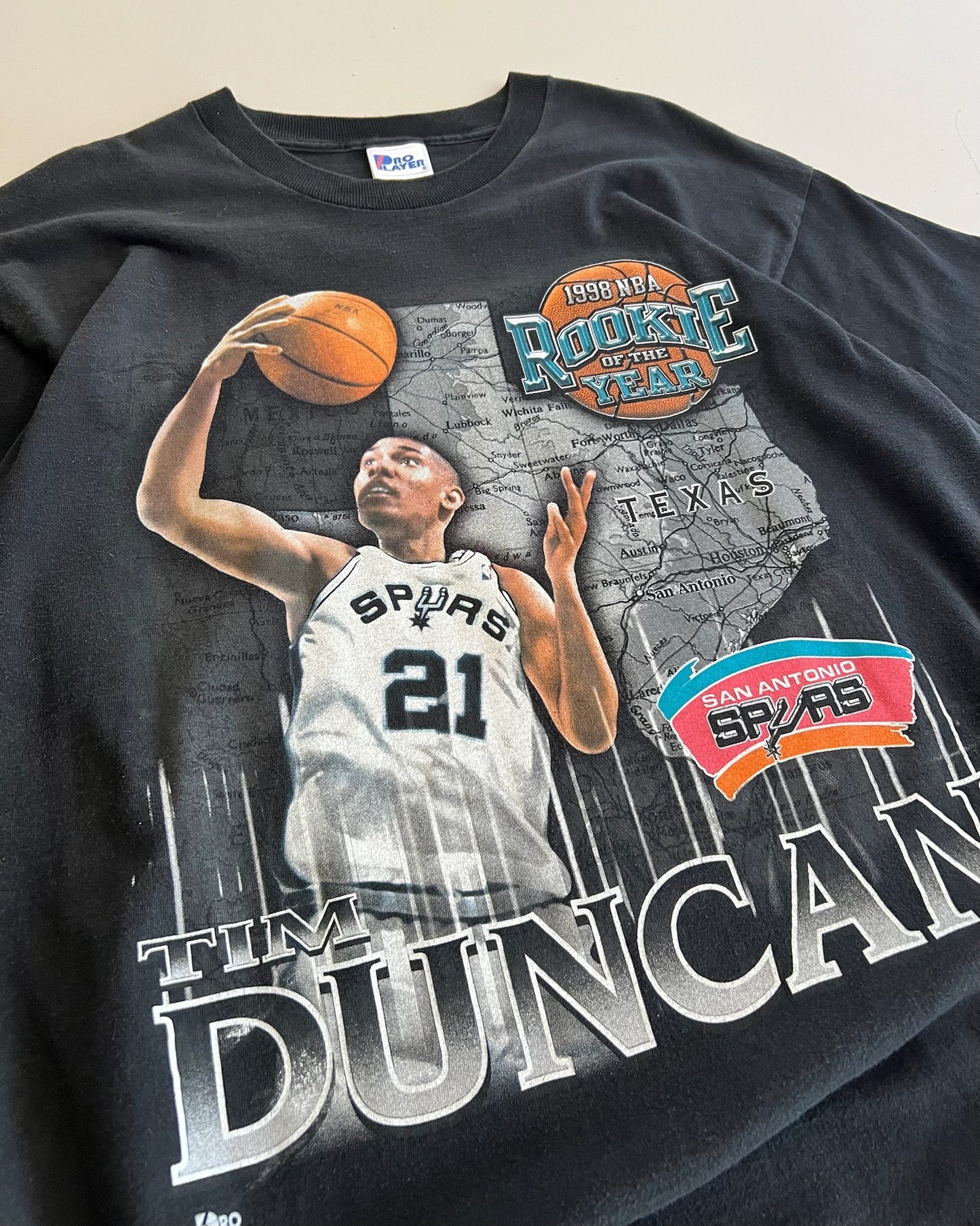 XL 1998 San Antonio Tim Duncan ROTY ProPlayer T-shirt