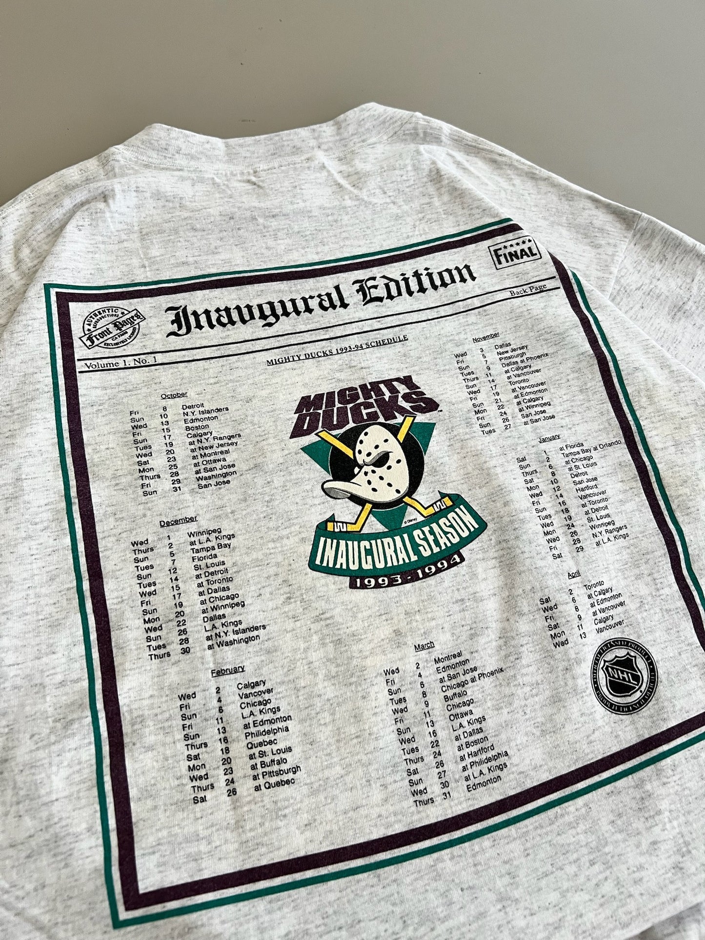 Large 1993 Anaheim Ducks Inagural Edition T-shirt