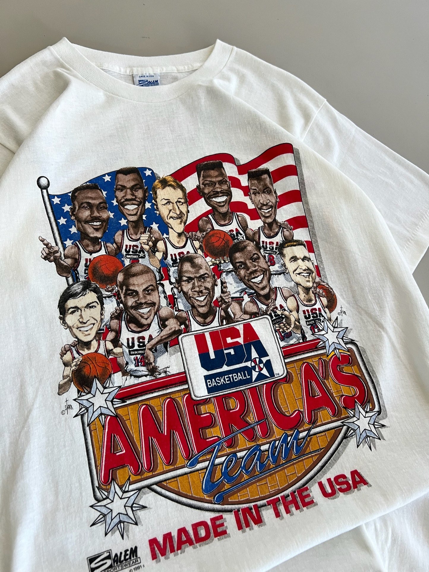 Medium 1991 USA Basketball Caricature T-shirt