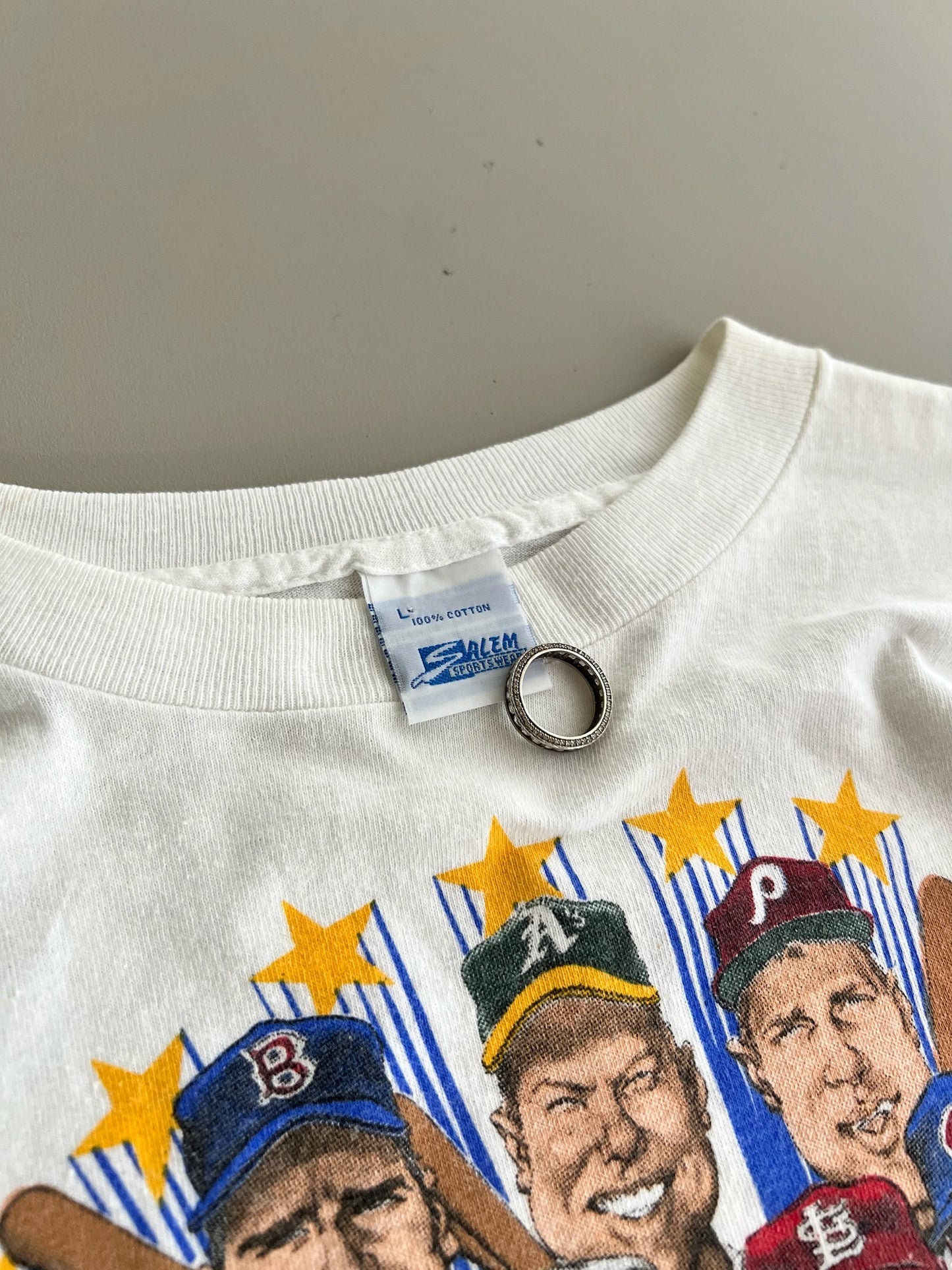 Large 1990 Chicago MLB All Star Game Caricature T-shirt