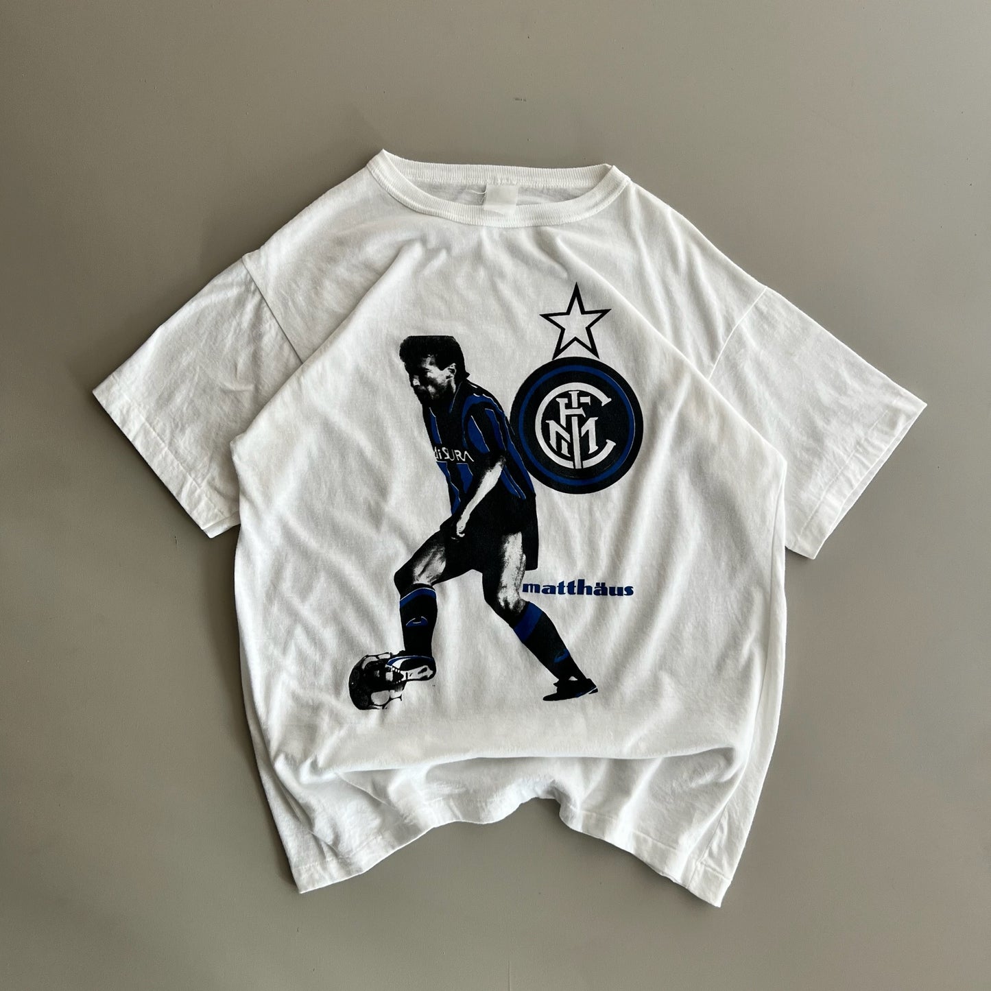 Large 80s Lothar Matthaus Inter Milan FC T-shirt