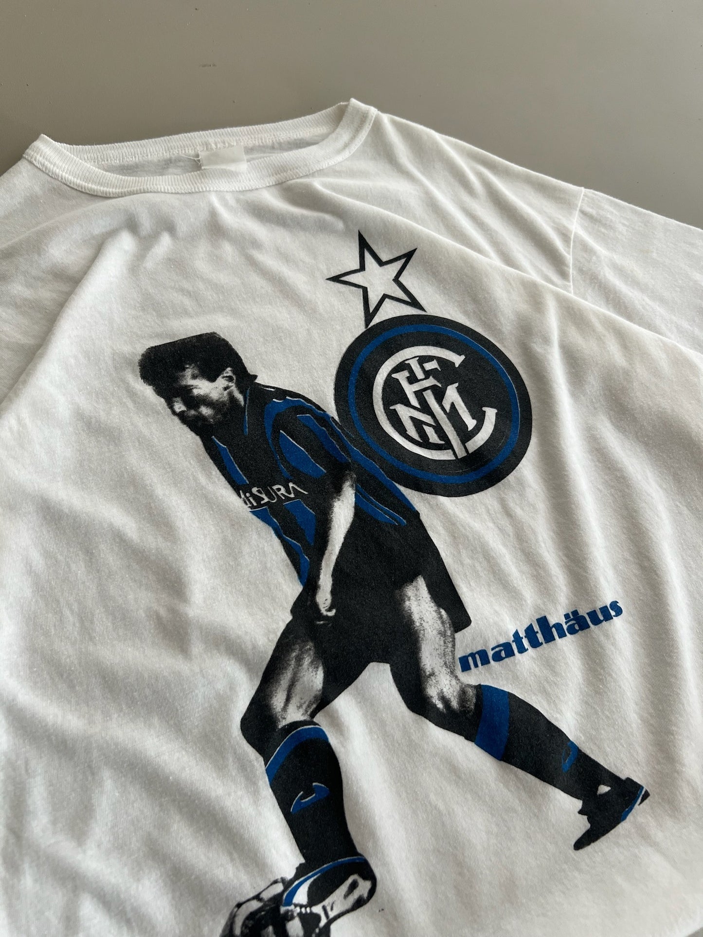 Large 80s Lothar Matthaus Inter Milan FC T-shirt