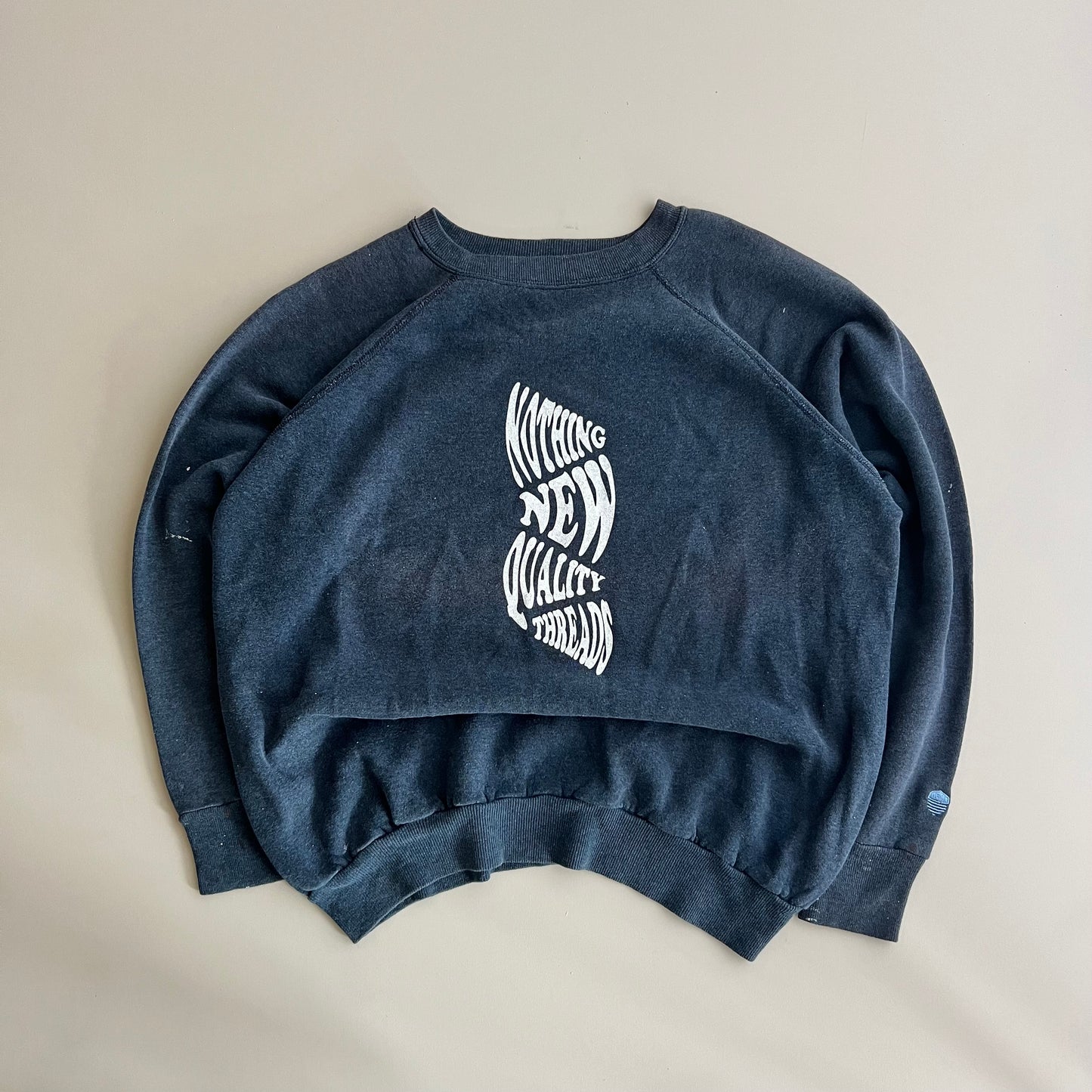 Large 90s Navy Quality Threads Shop Merch Sweatshirt