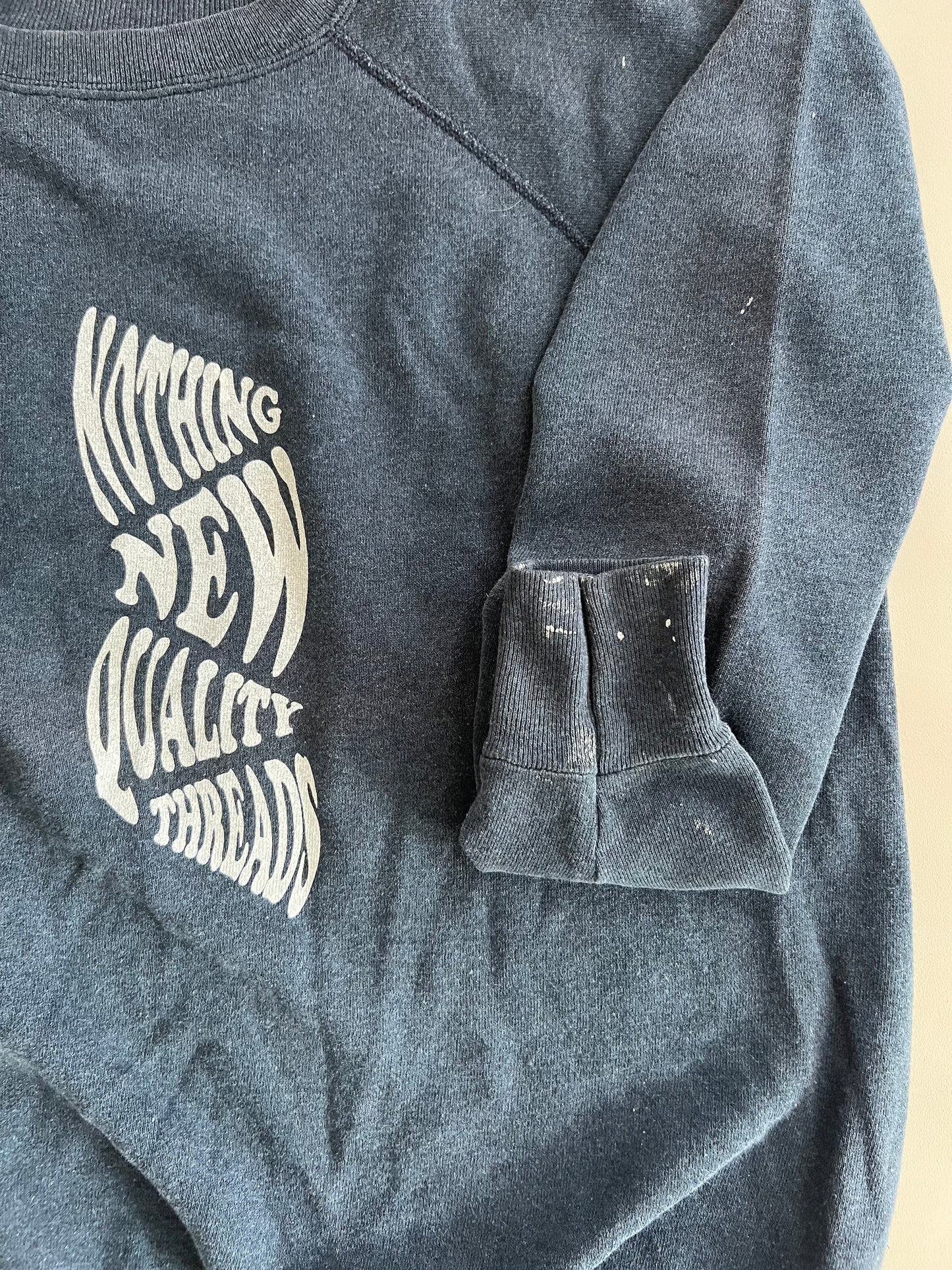 Large 90s Navy Quality Threads Shop Merch Sweatshirt