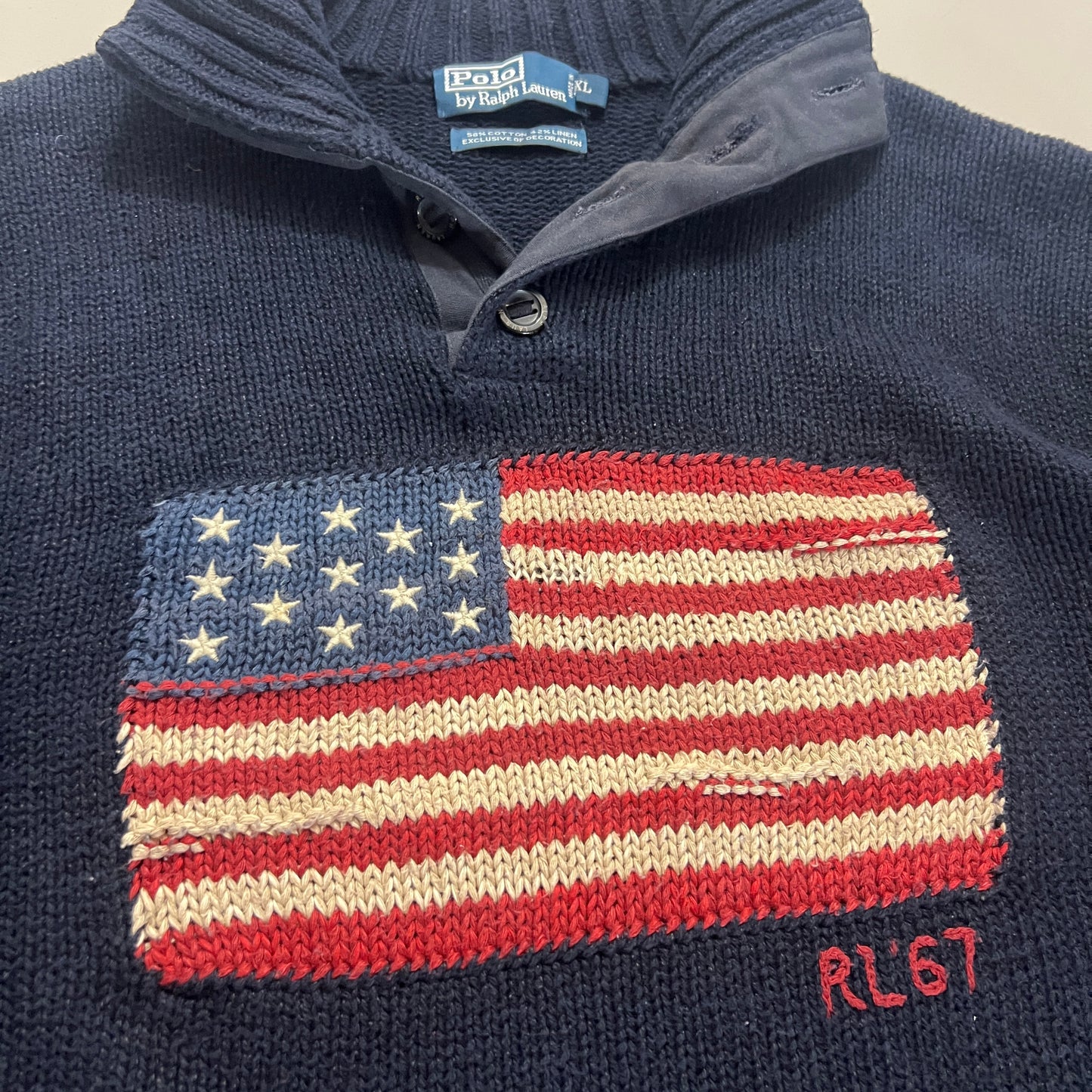 XL 90s Polo Ralph Lauren American Flag Knit Sweater