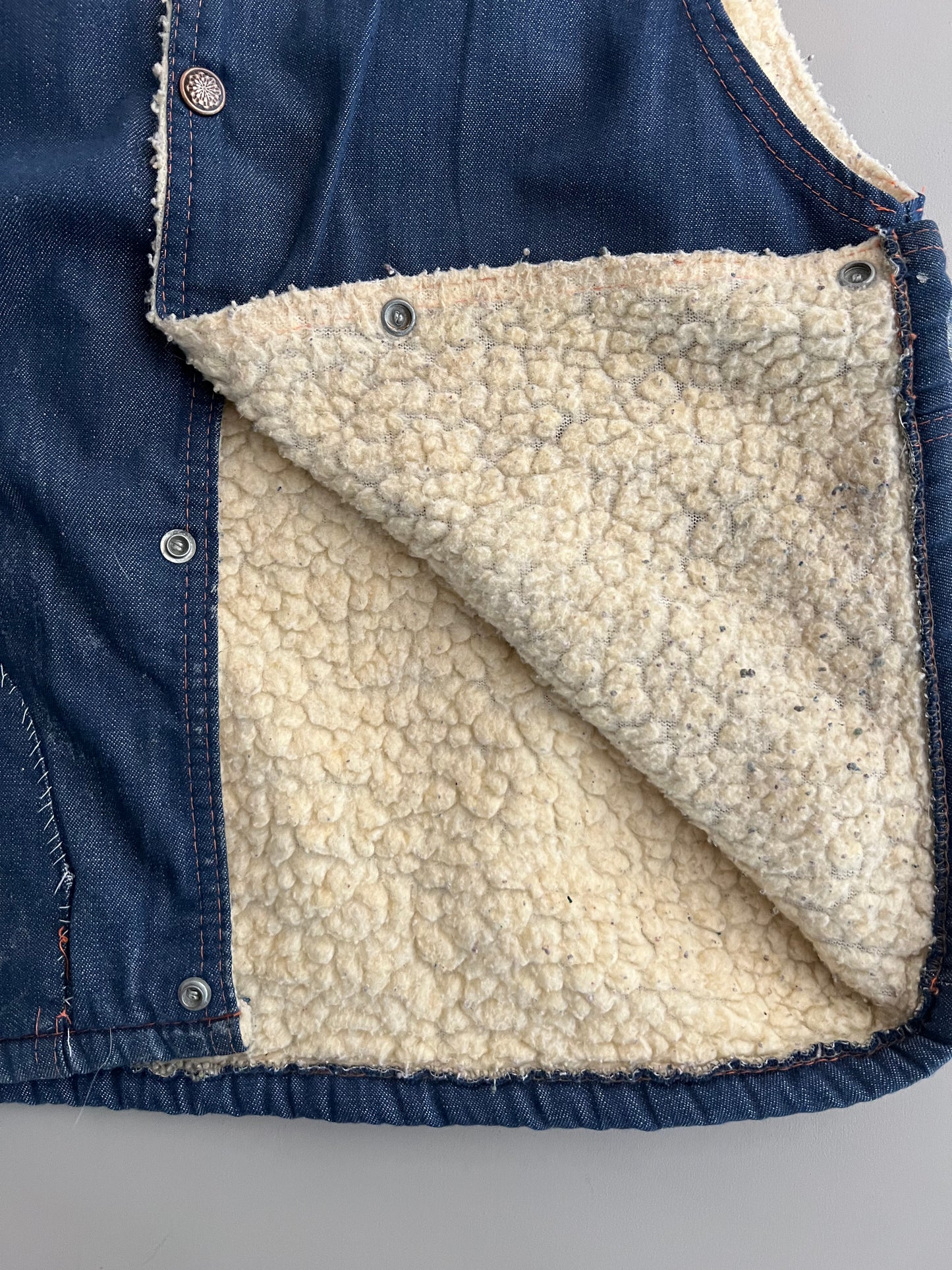 Small 90s Sherpa Lined Denim Vest