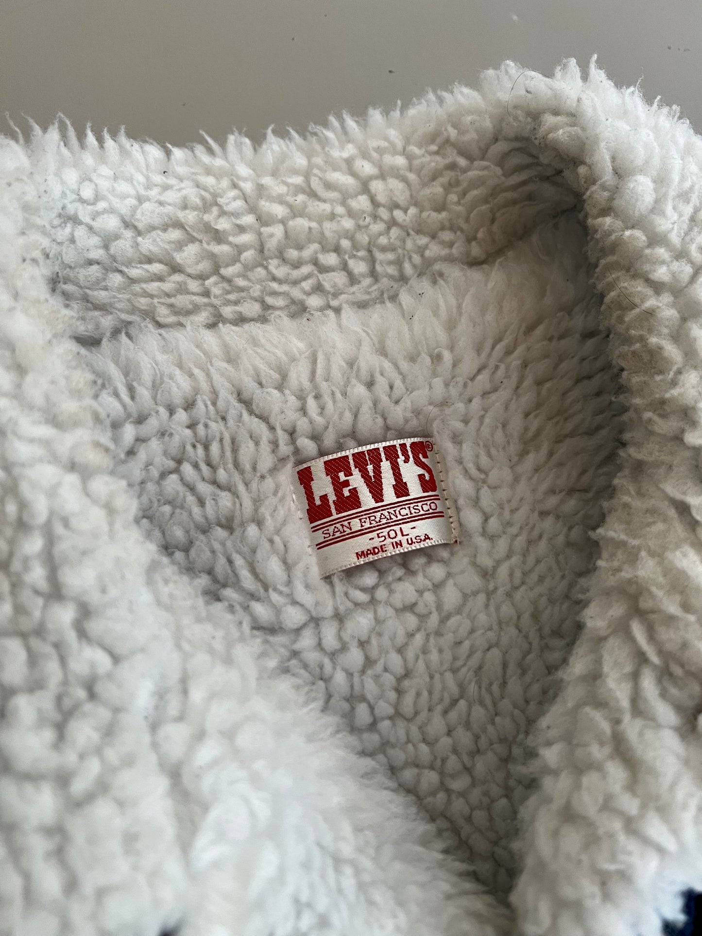 Large 80s Levi's Denim Sherpa Jacket