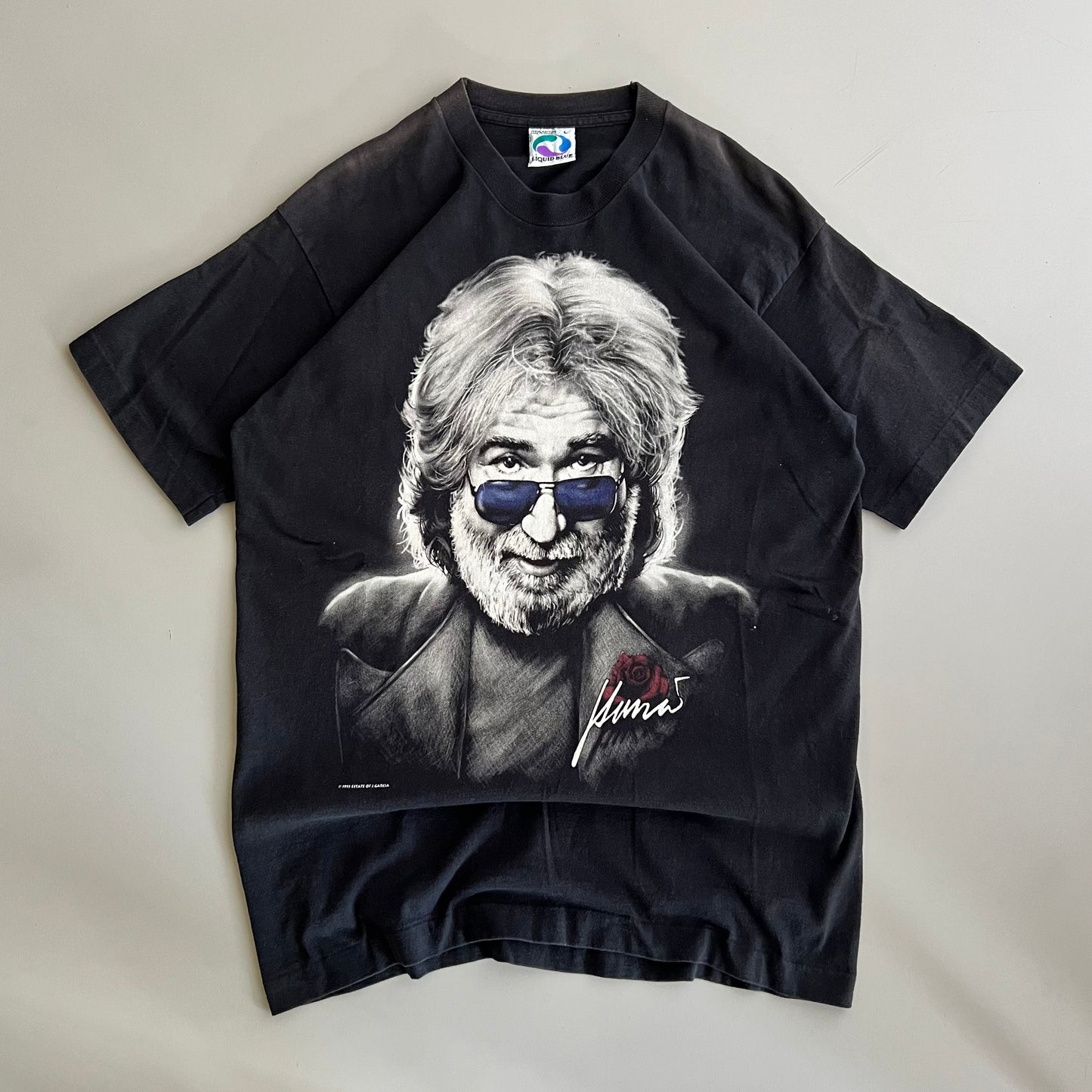 Large 1995 Liquid Blue Jerry Garcia T-shirt