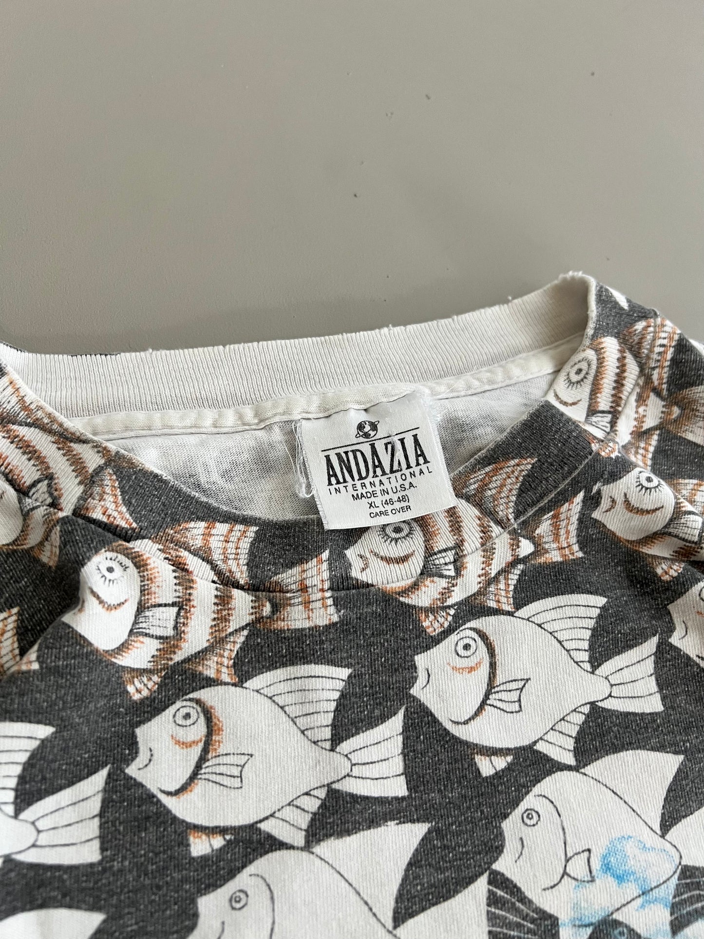 Xl 1991 MC Escher Fish AOP T-shirt