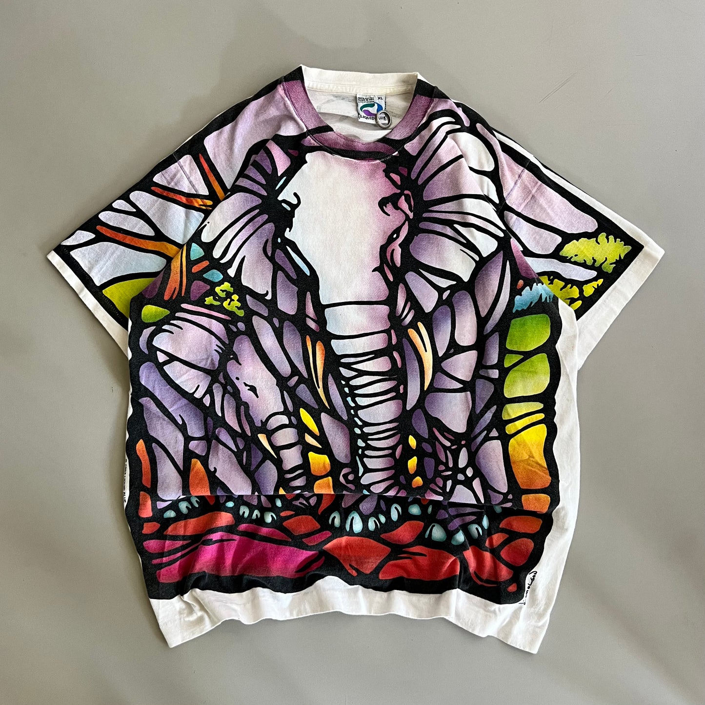 XL 1993 Liquid Blue Stained Glass AOP T-shirt
