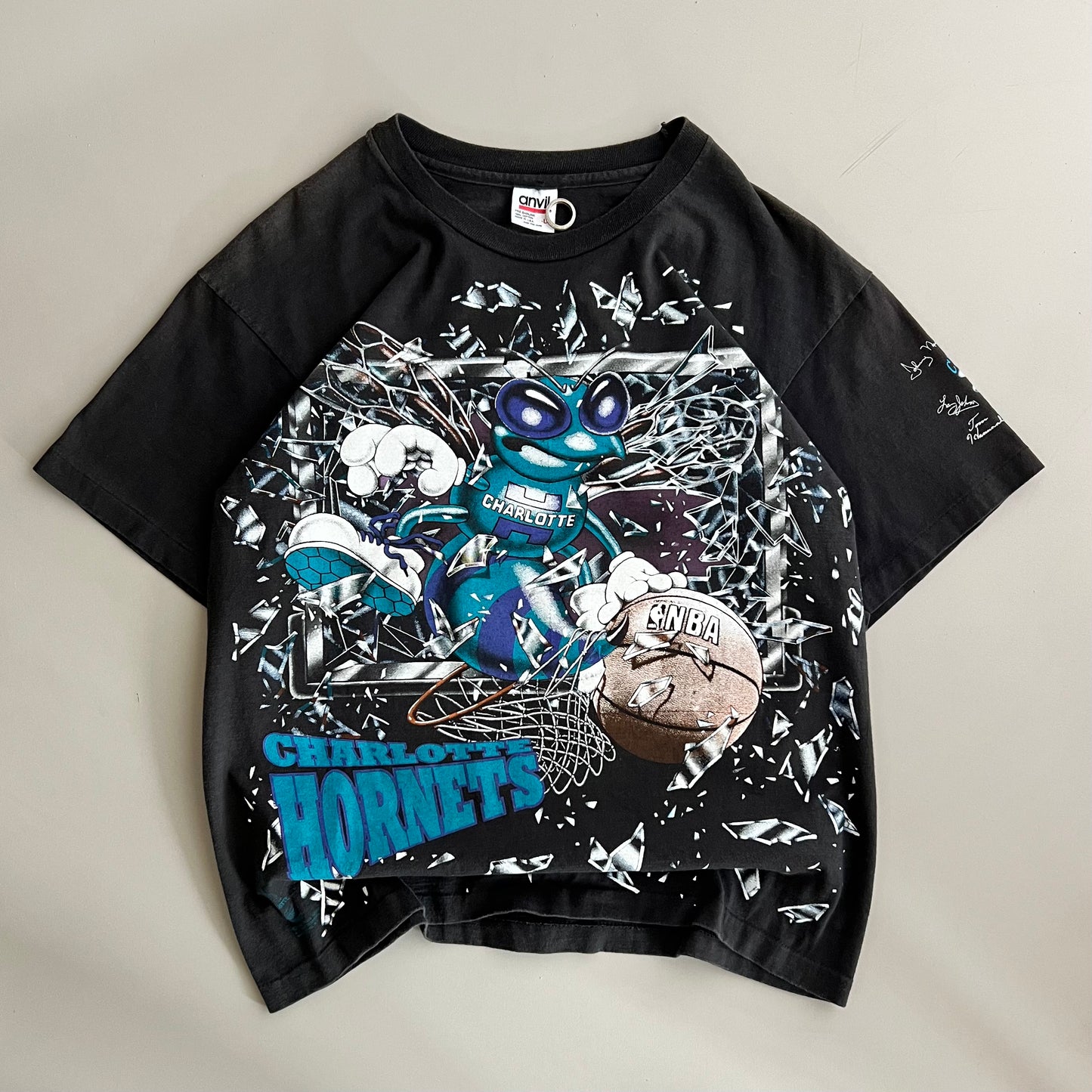 Large 1992 Charlotte Hornets Shattered Backboard T-shirt