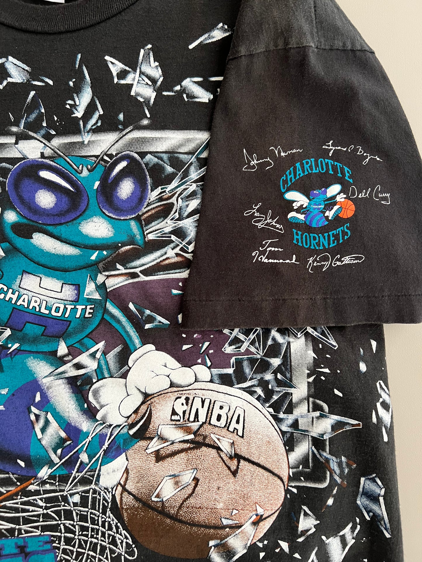 Large 1992 Charlotte Hornets Shattered Backboard T-shirt