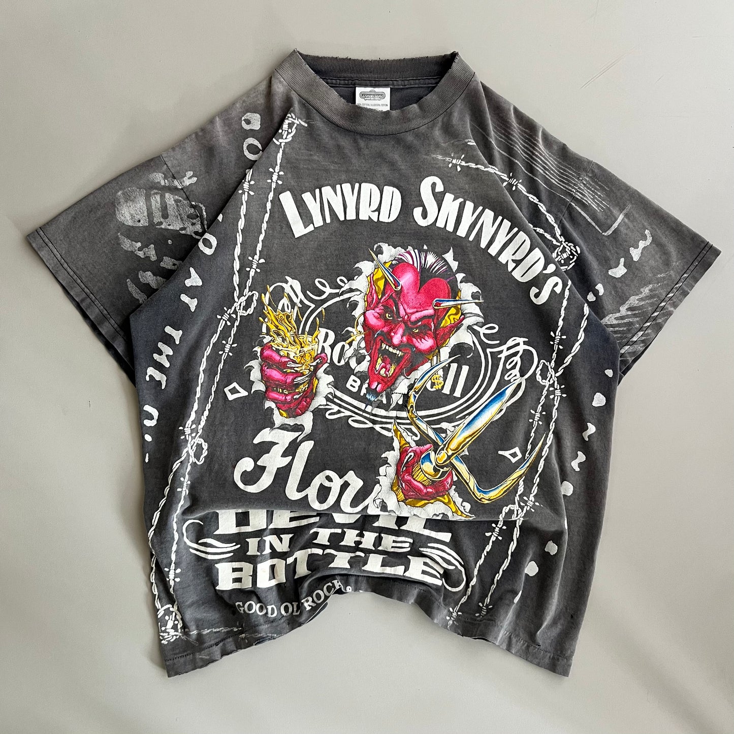 Large 90s Lynyrd Skynyrd Jack Daniels AOP T-shirt