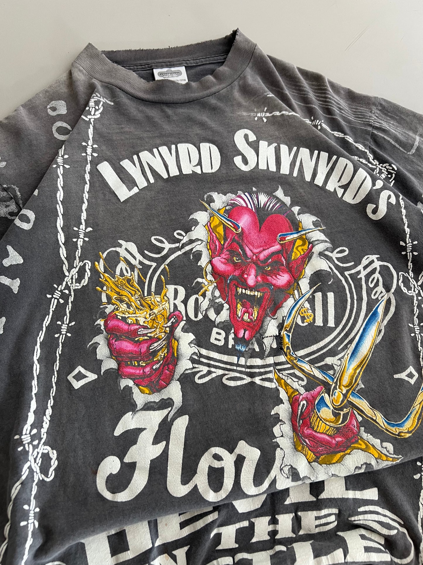 Large 90s Lynyrd Skynyrd Jack Daniels AOP T-shirt
