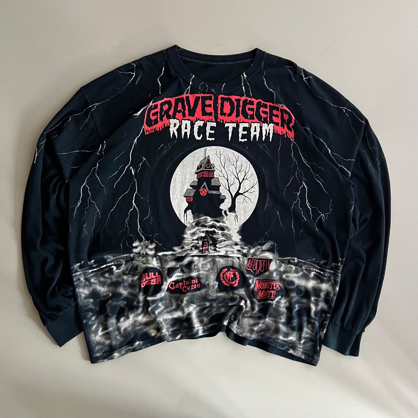 2XL 2000s Grave Digger Race Team AOP Long Sleeve Shirt