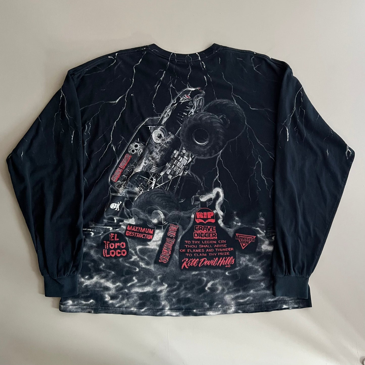 2XL 2000s Grave Digger Race Team AOP Long Sleeve Shirt