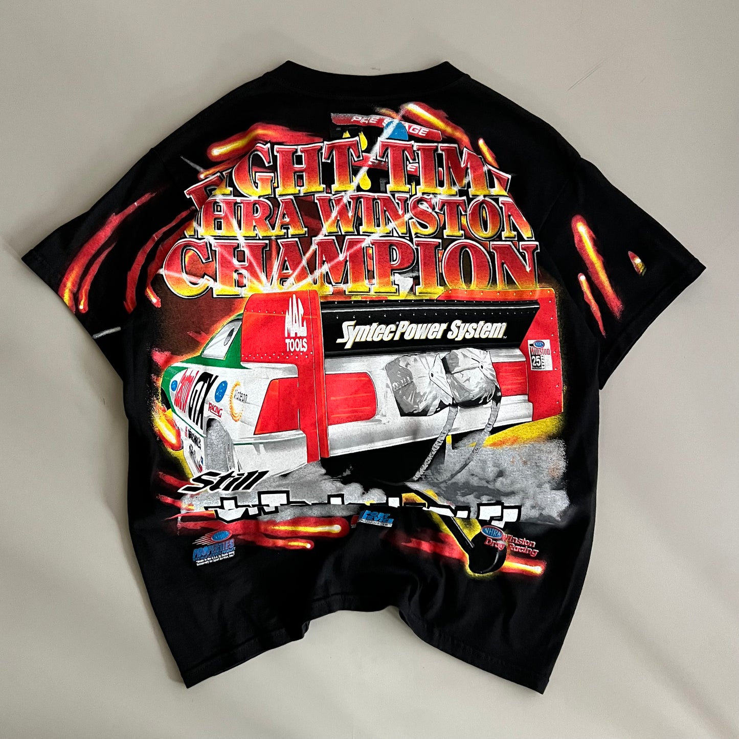 XL 90s John Force Drag Racing AOP T-shirt