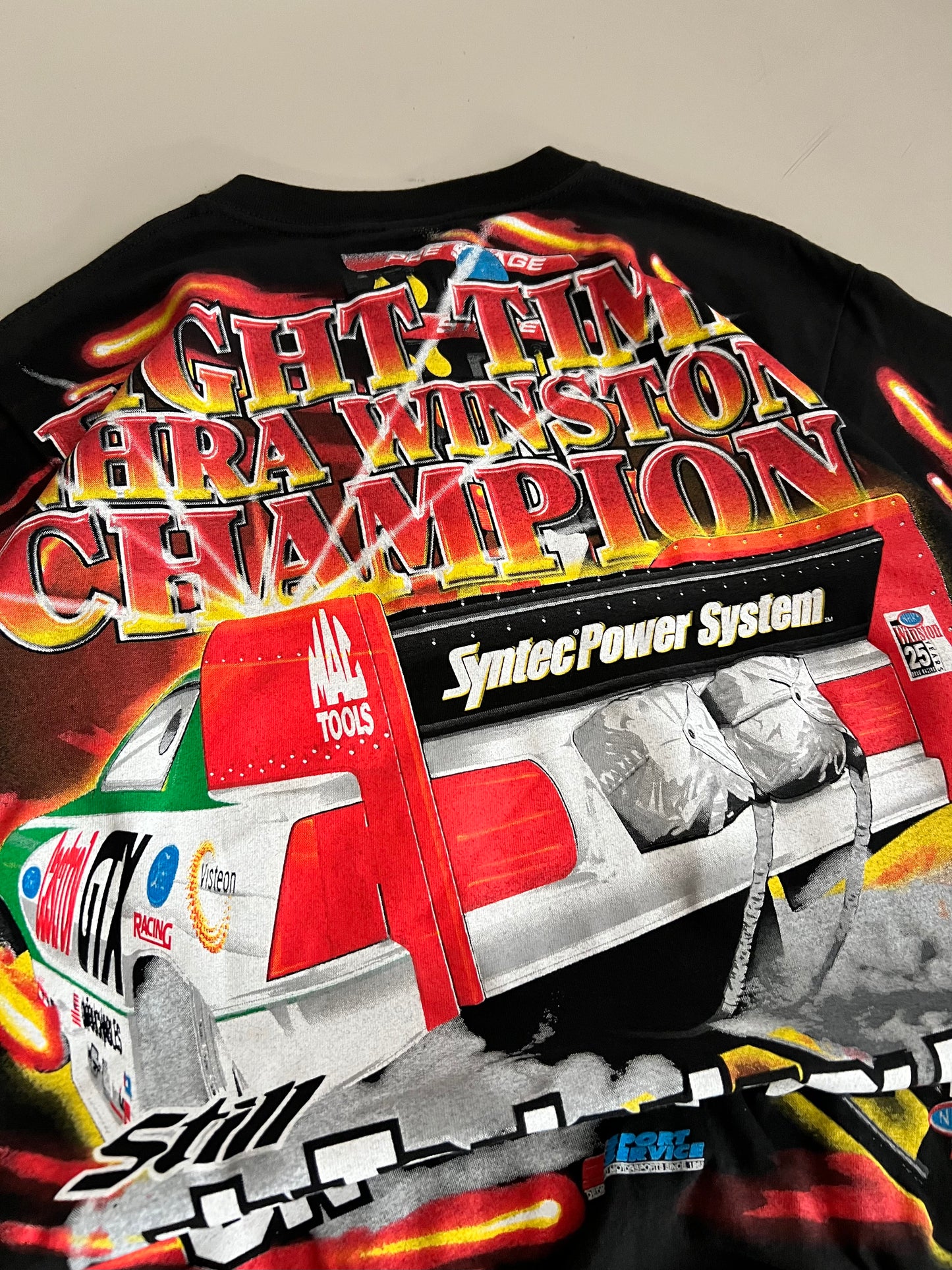 XL 90s John Force Drag Racing AOP T-shirt