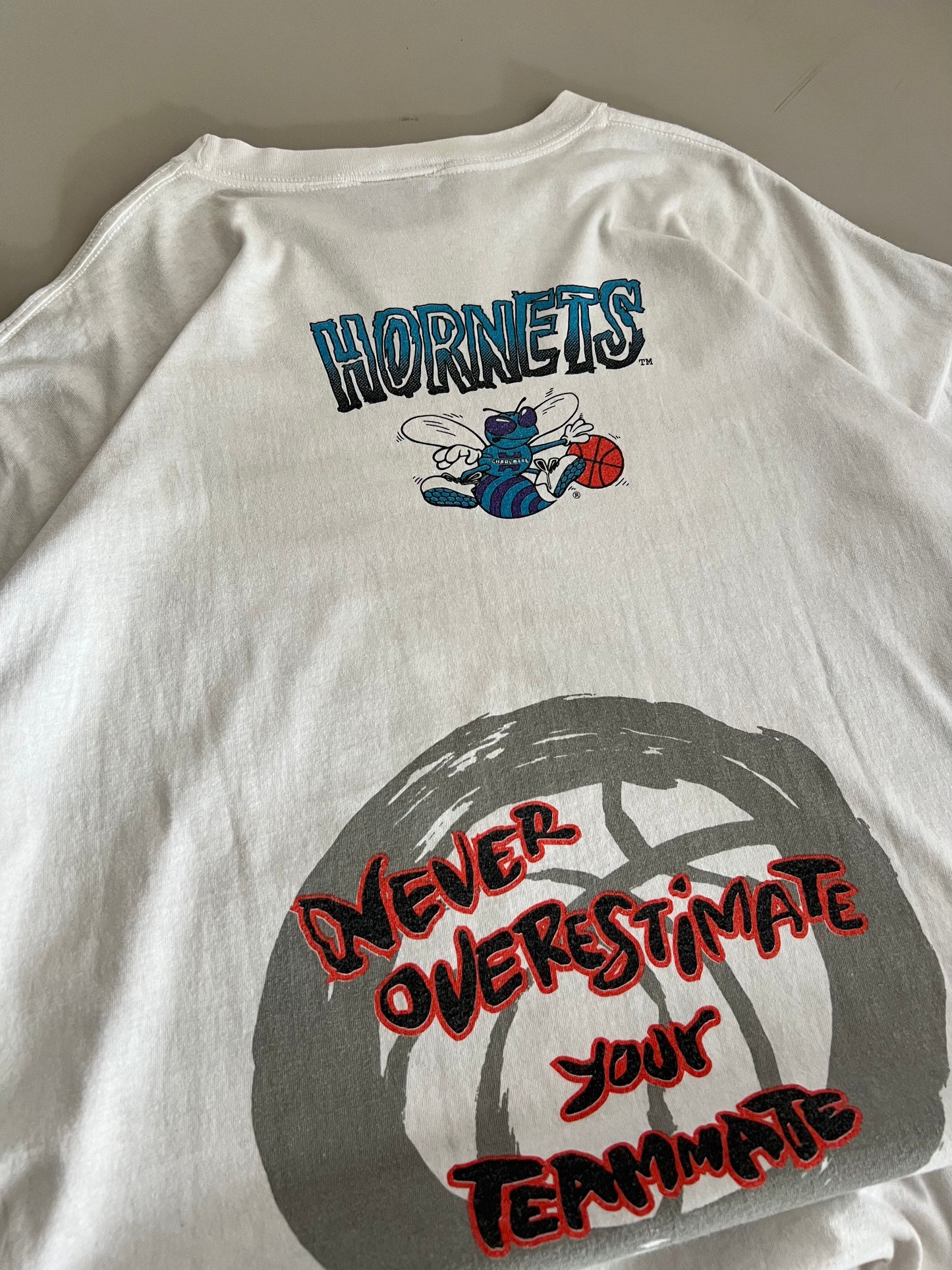XL 90s Charlotte Hornets AOP T-shirt