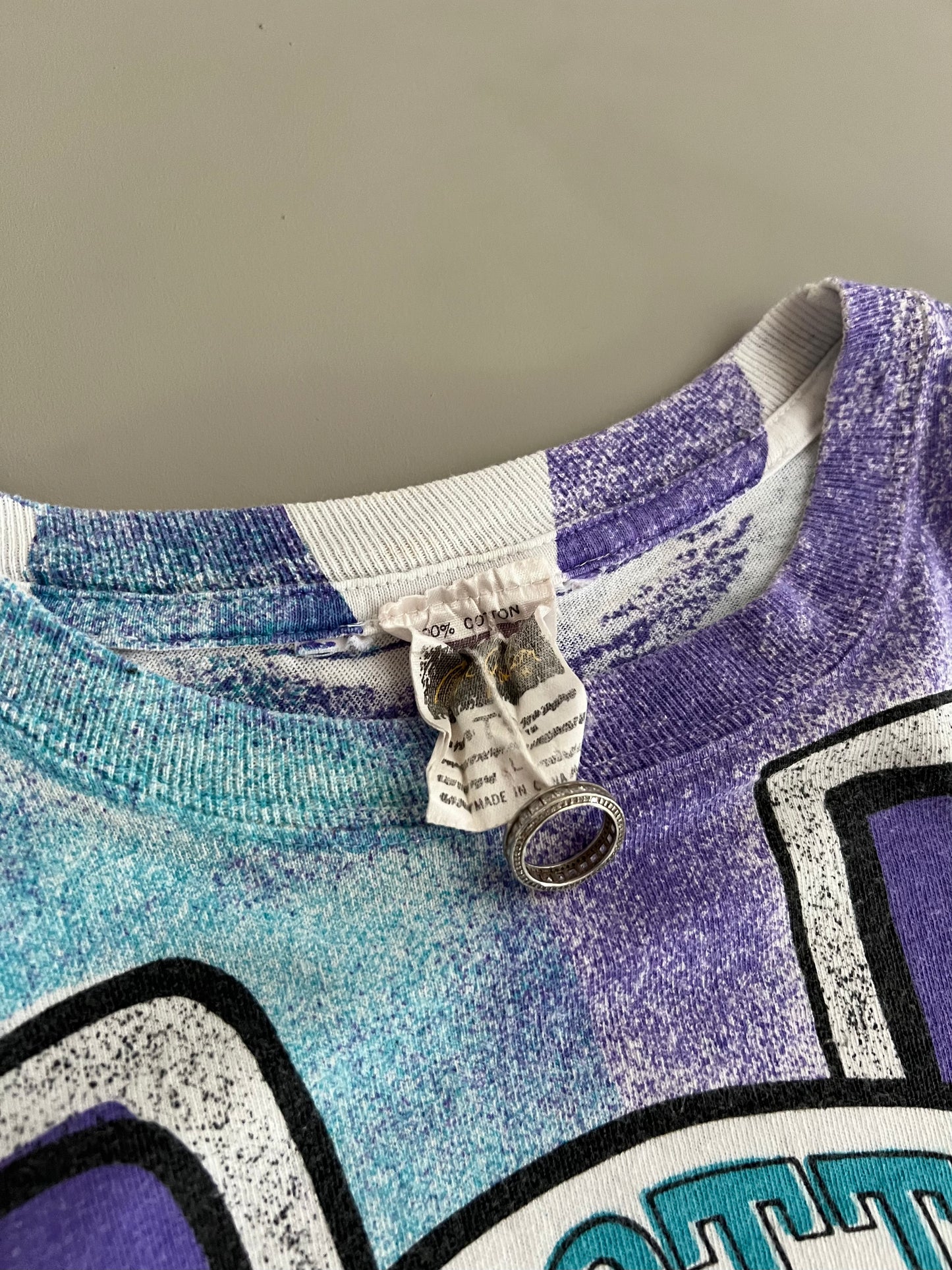 Large 90s Charlotte Hornets AOP T-shirt
