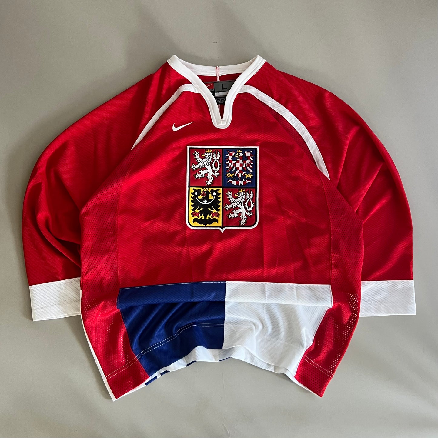 Large 90s Czech Republic Nike Hockey Jersey