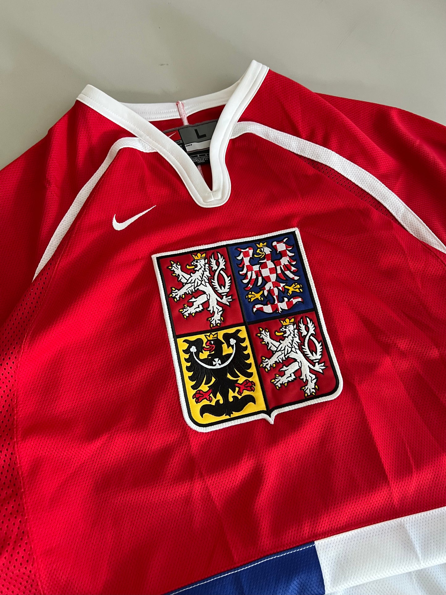 Large 90s Czech Republic Nike Hockey Jersey