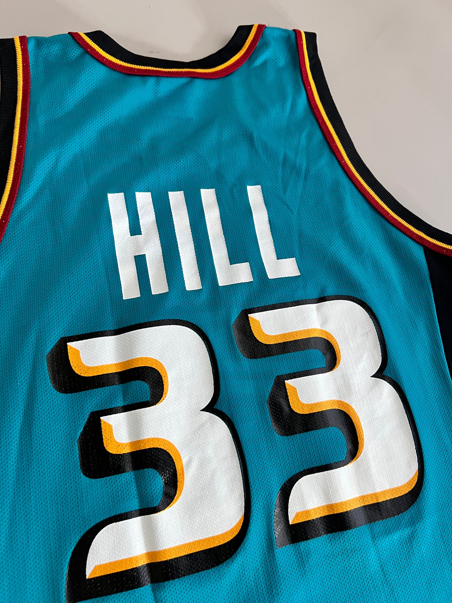 Large 90s Detroit Pistons Grant Hill Champion Jersey