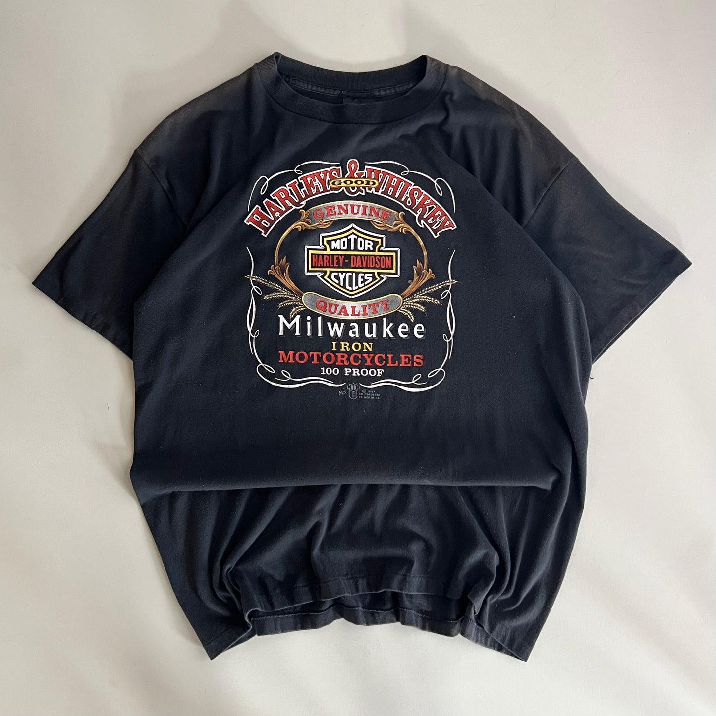 XXL 1987 Harley Davidson 3D Emblem T-shirt