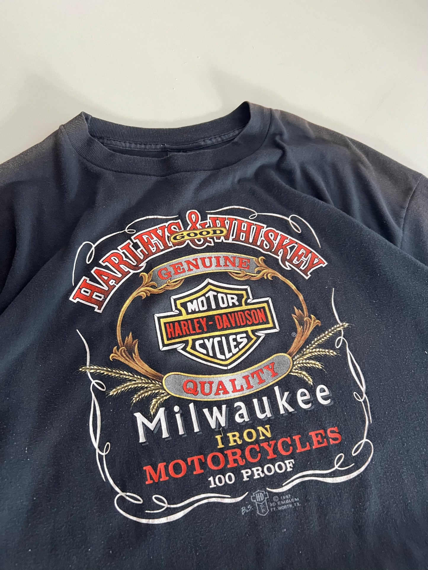XXL 1987 Harley Davidson 3D Emblem T-shirt