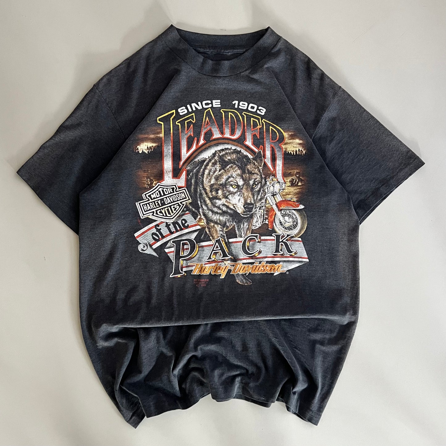 XL 1990 Harley Davidson Leader of the Pack 3D Emblem T-shirt