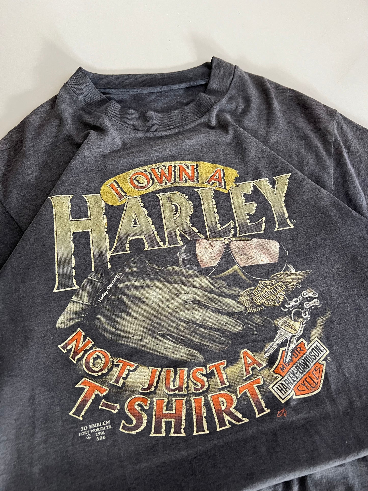 XL 1991 Harley Davidson I Own a Harley 3D Emblem T-shirt