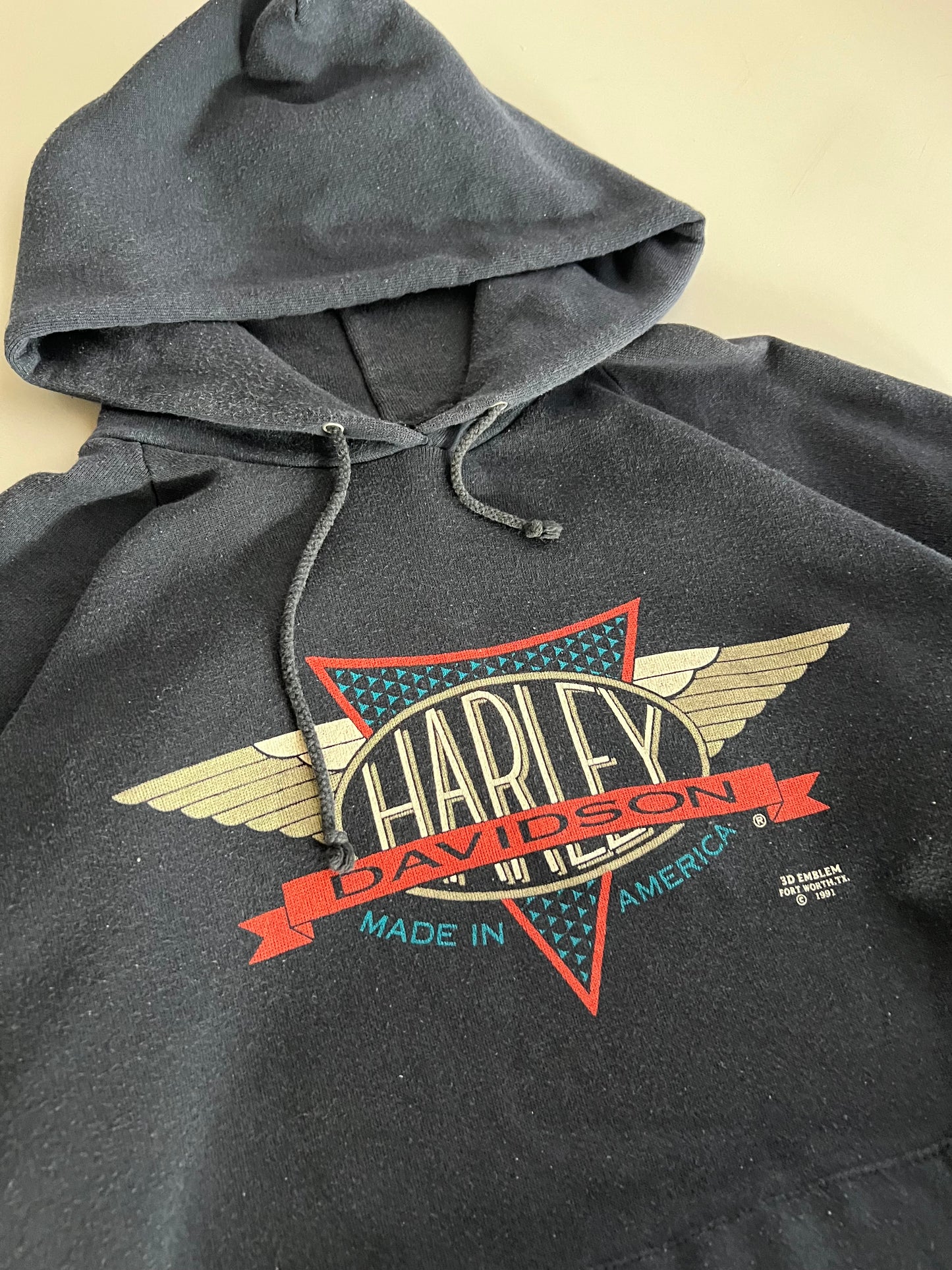 Large 1991 Harley-Davidson 3D Emblem Charlotte, NC Sweatshirt