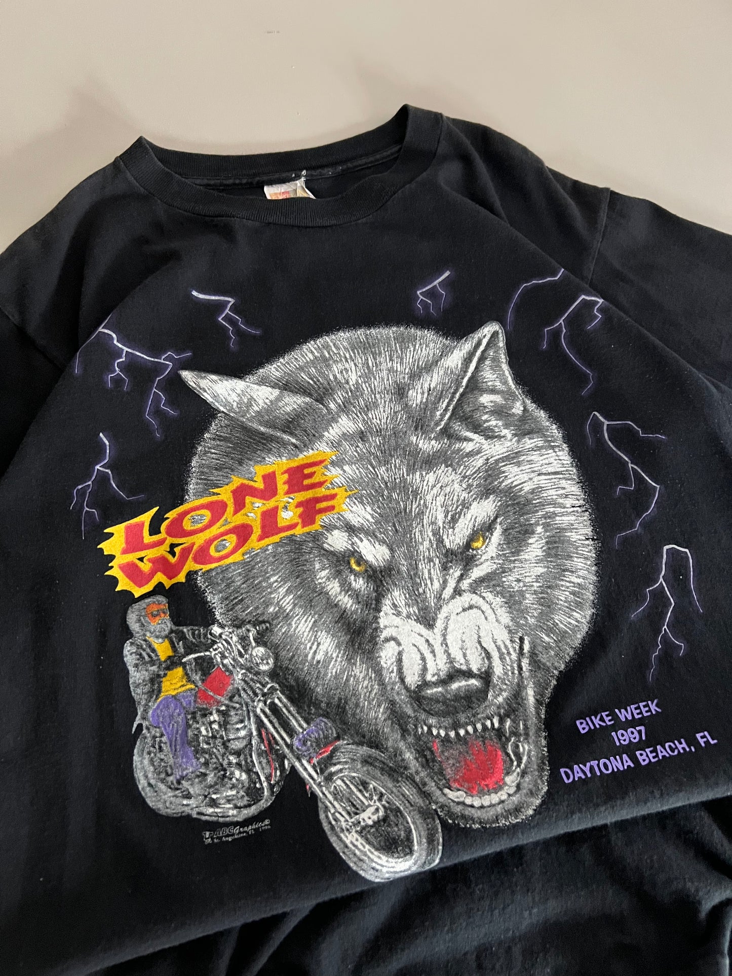 Large 1996 Lone Wolf Daytona Beach T-shirt