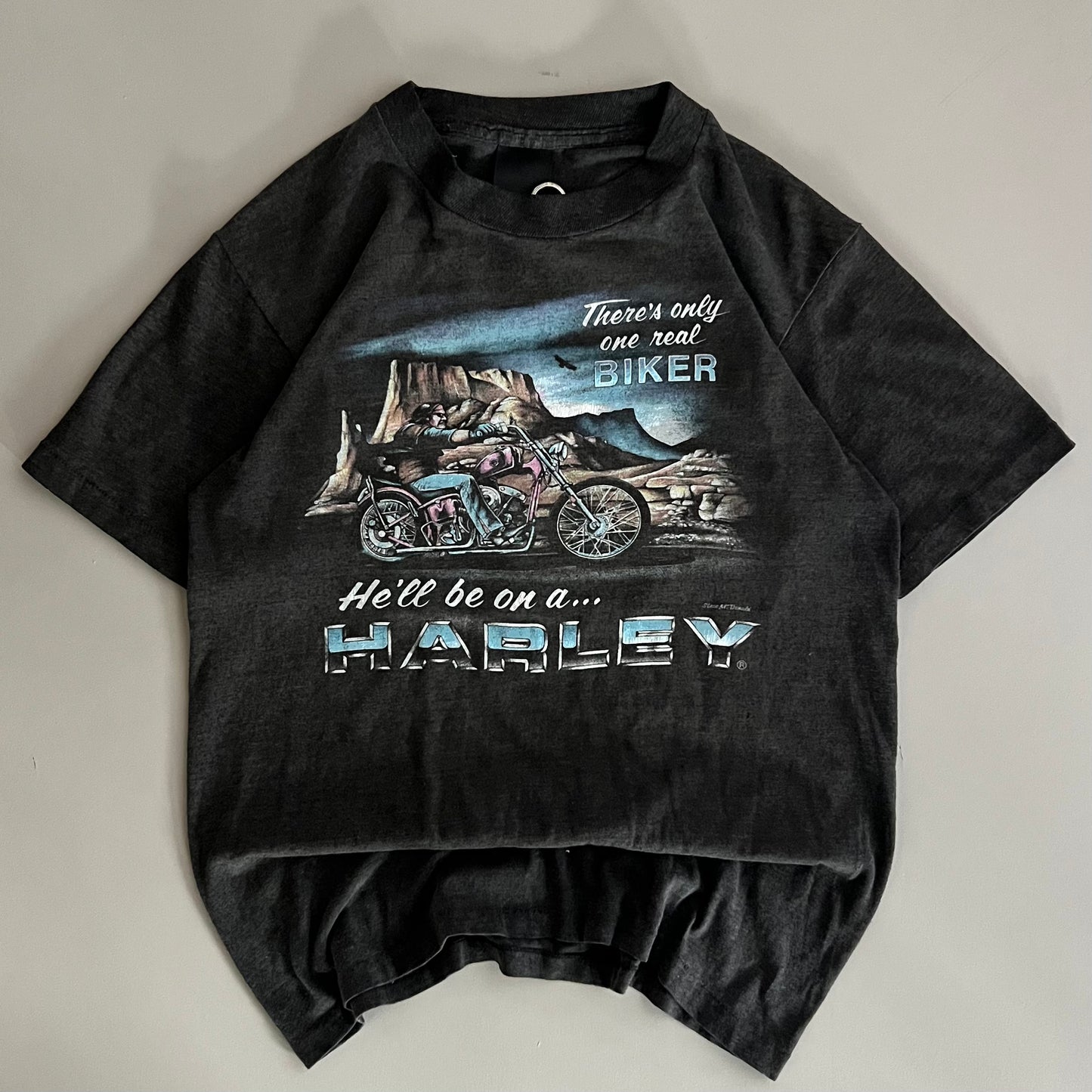 Small 1980s Harley Davidson SC 3D Emblem T-shirt