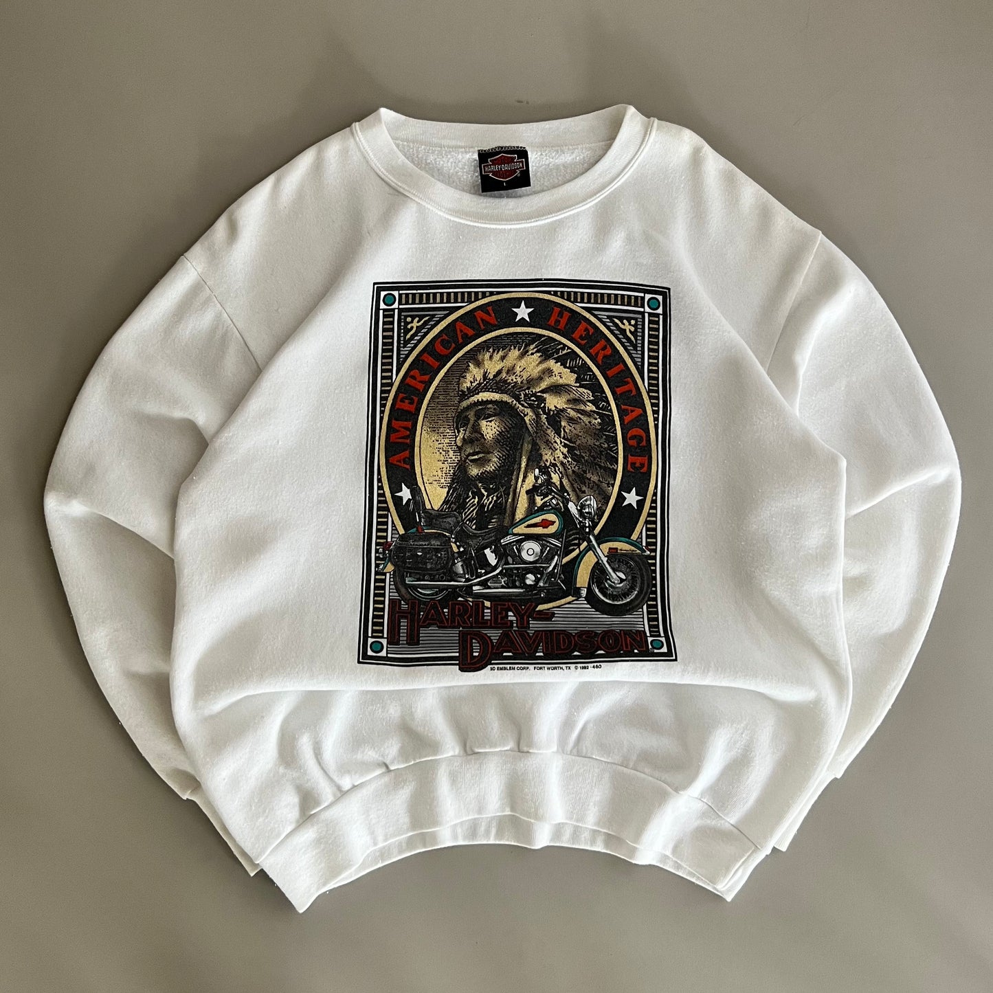 Large 1992 Harley Davidson American Tradition 3D Emblem Sweatshirt
