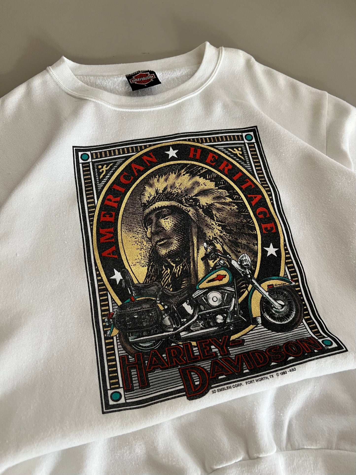 Large 1992 Harley Davidson American Tradition 3D Emblem Sweatshirt