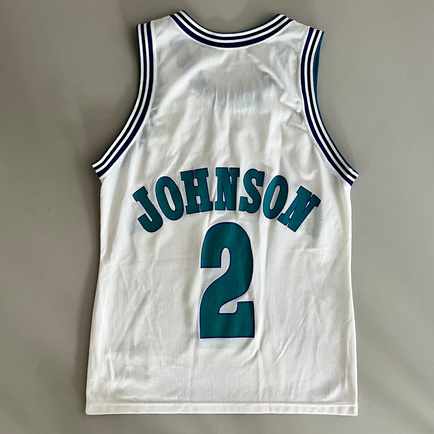 Large 90s Charlotte Hornets Larry Johnson Champion Jersey
