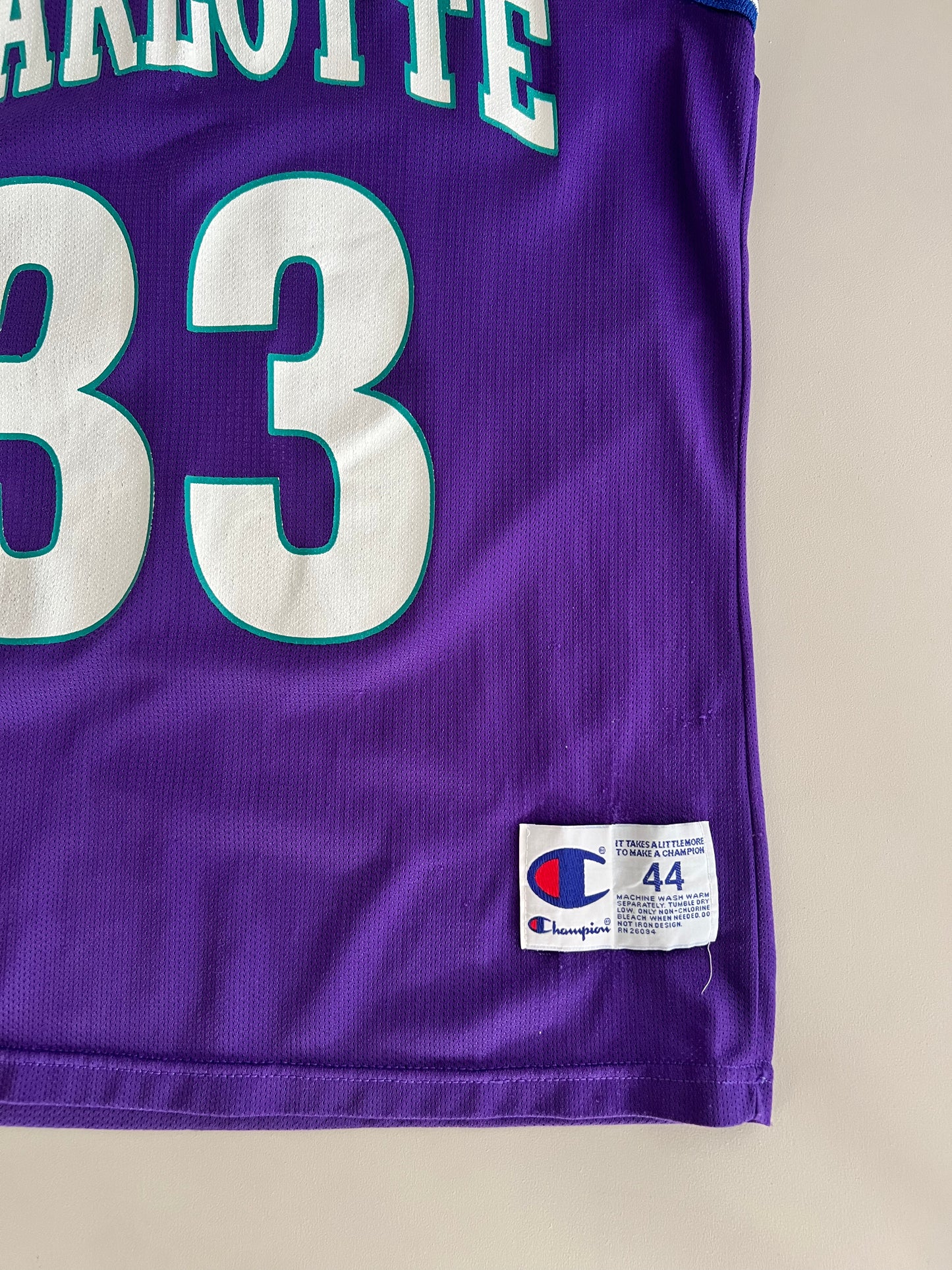 Large 90s Charlotte Hornets Alonzo Mourning Jersey