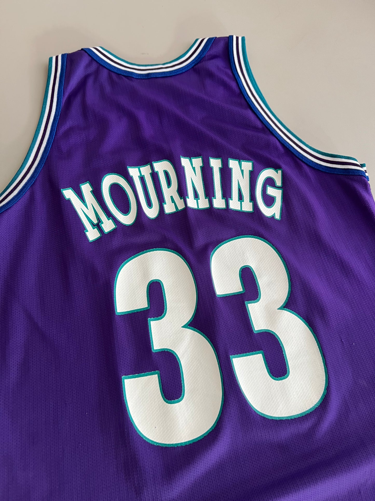 Large 90s Charlotte Hornets Alonzo Mourning Jersey