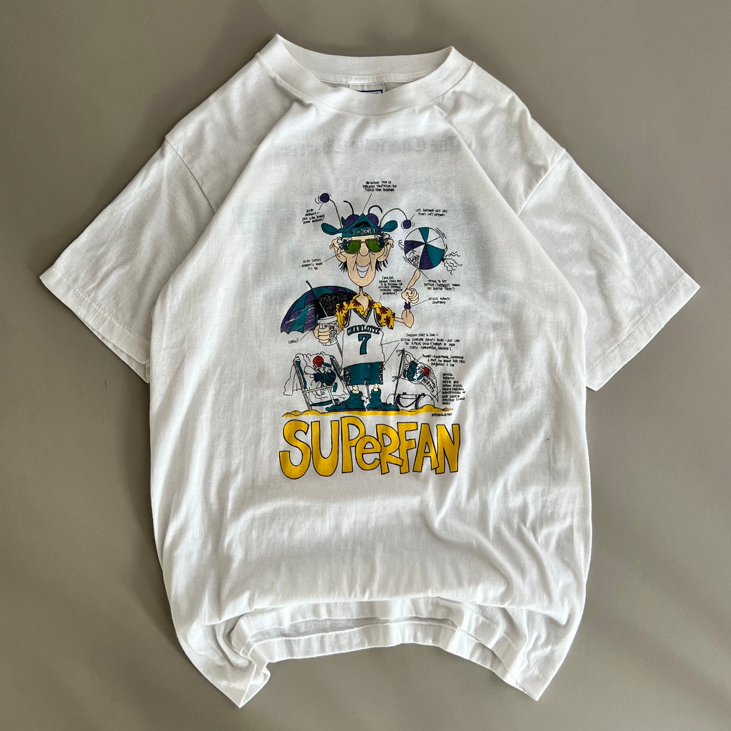 XL 1989 Charlotte Hornets SuperFan T-shirt