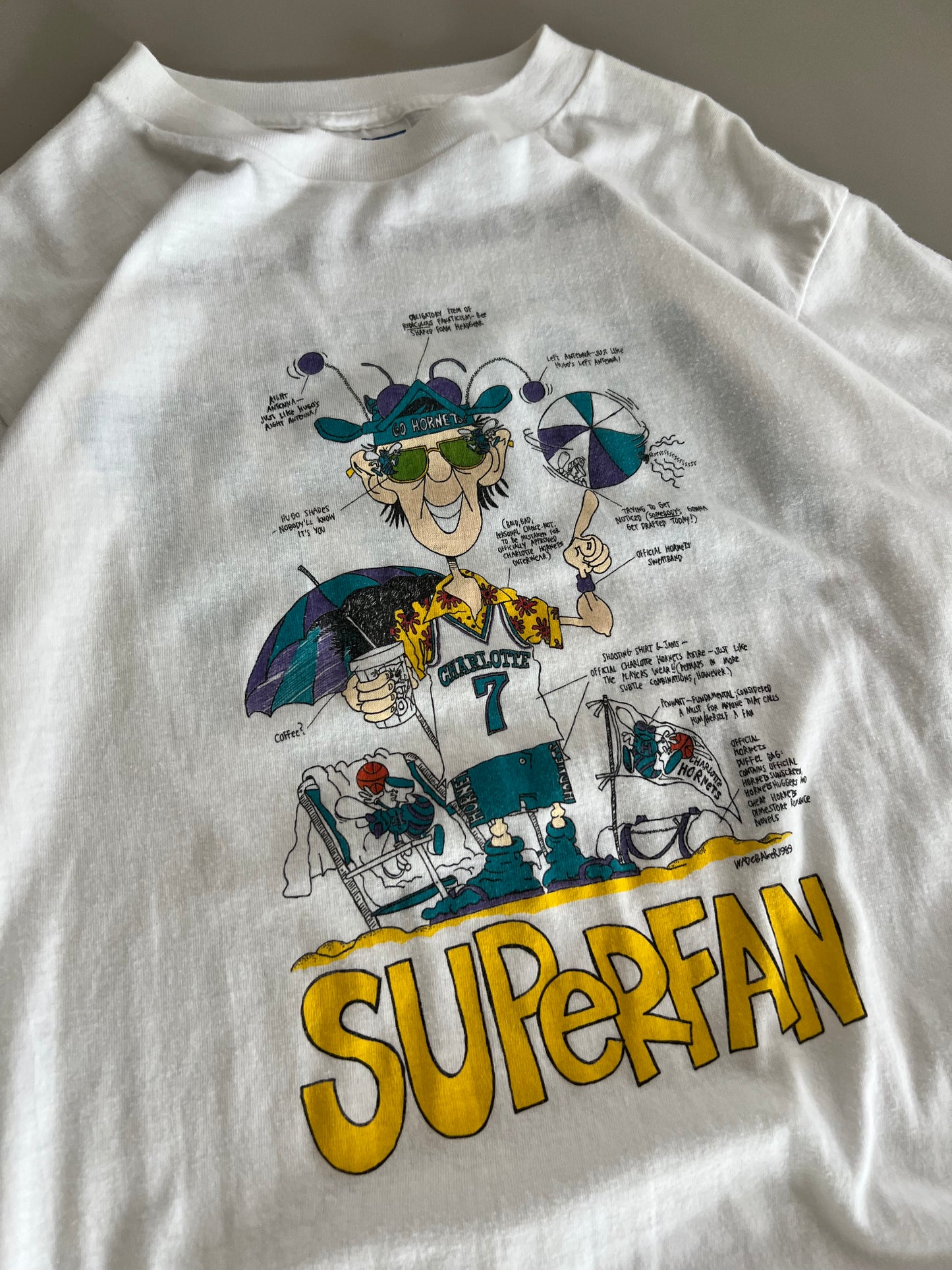 XL 1989 Charlotte Hornets SuperFan T-shirt