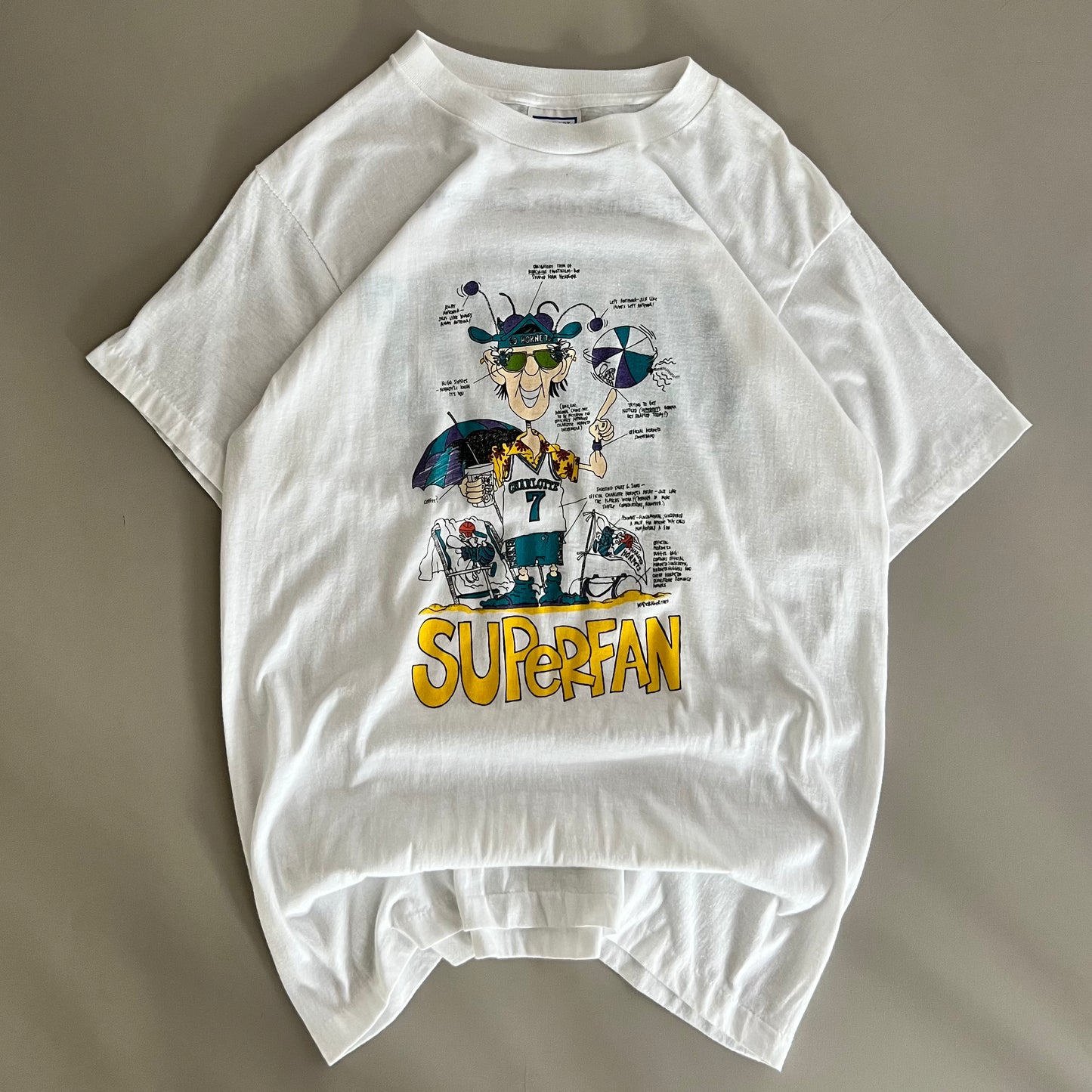 XL 1989 Charlotte Hornets SuperFan T-shirt