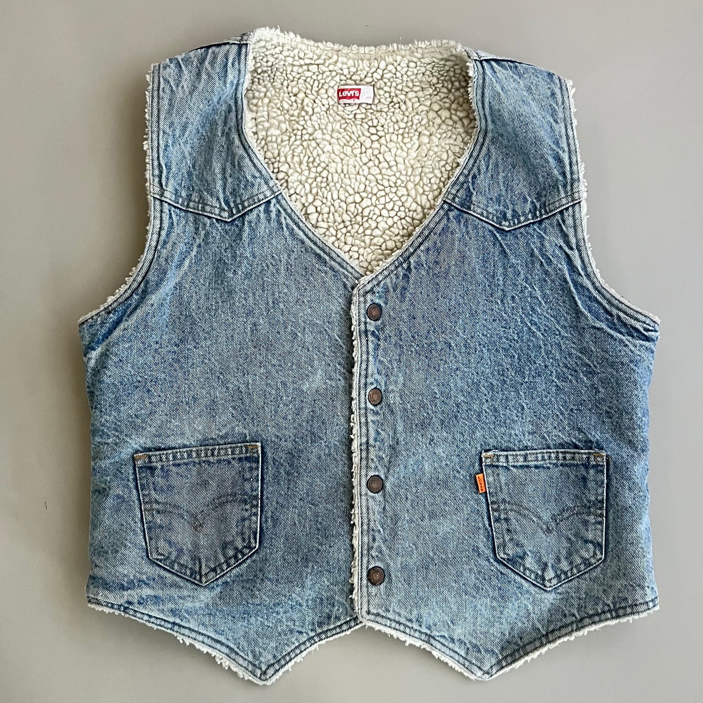 Large 80s Levi's Denim Sherpa Vest