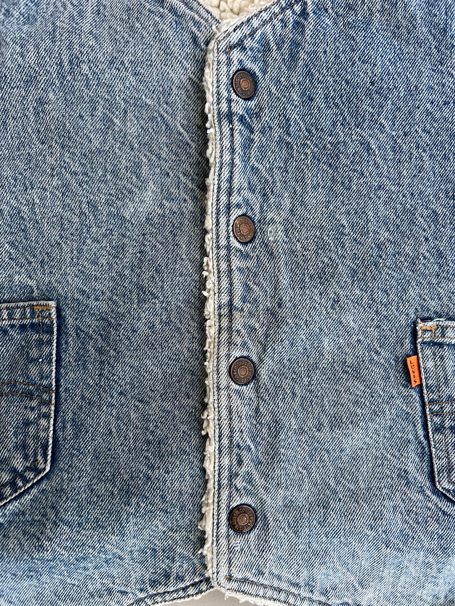 Large 80s Levi's Denim Sherpa Vest