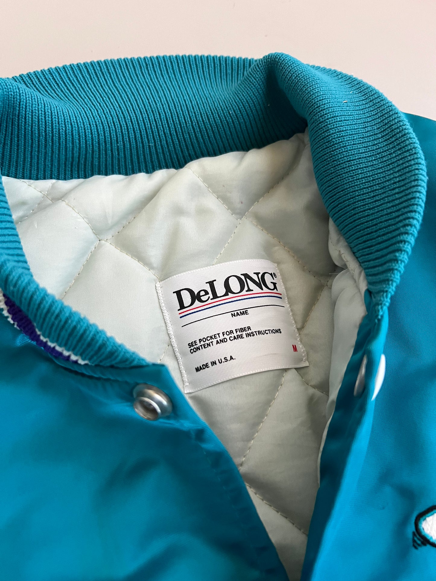 Medium 80s Charlotte Hornets DeLong Satin Jacket