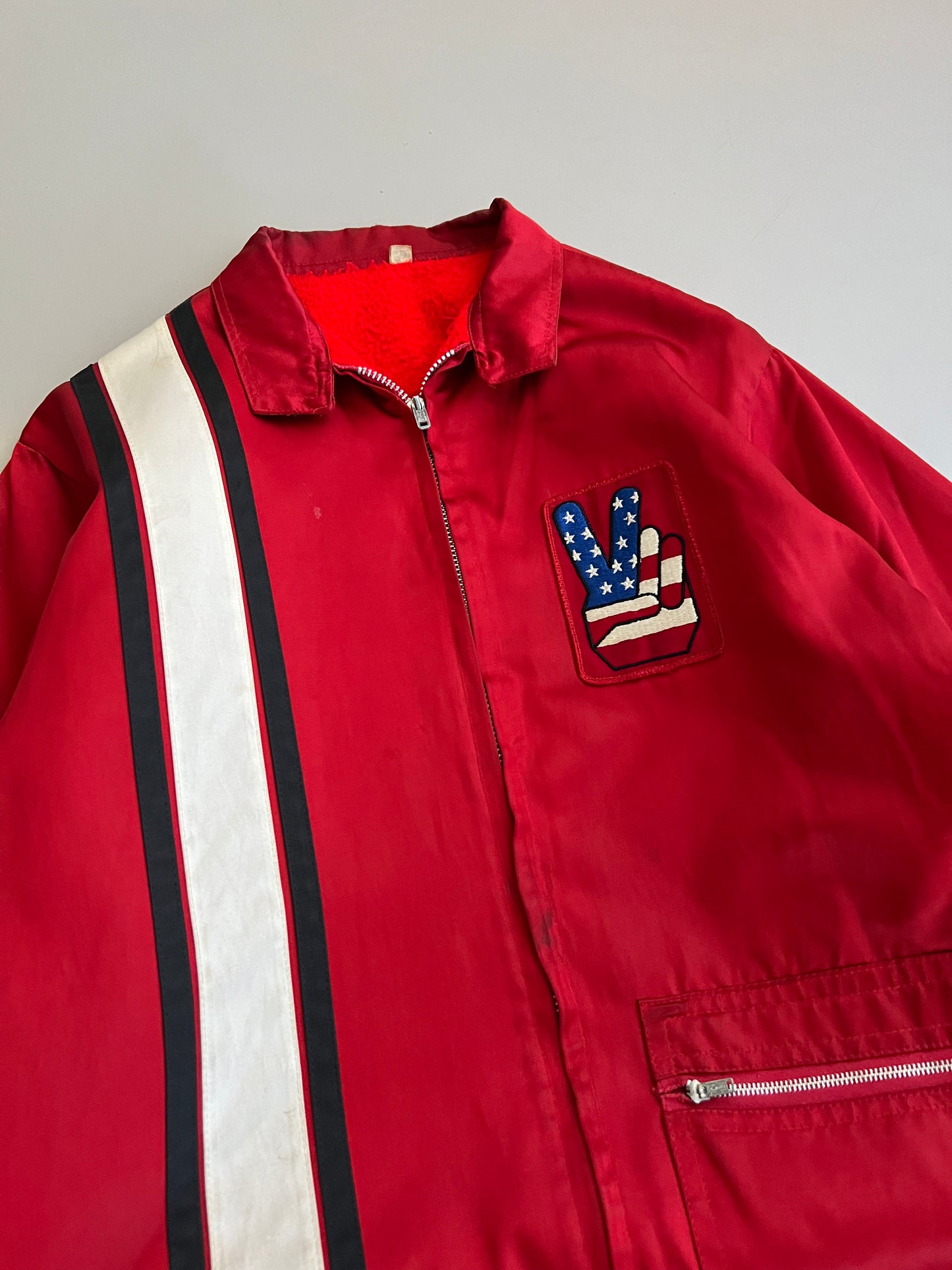 Small 70s Peace Sign Satin Jacket