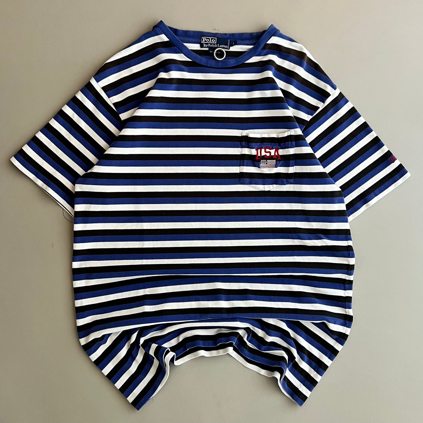 Large 2000s Polo Ralph Lauren Embroidered Striped T-shirt