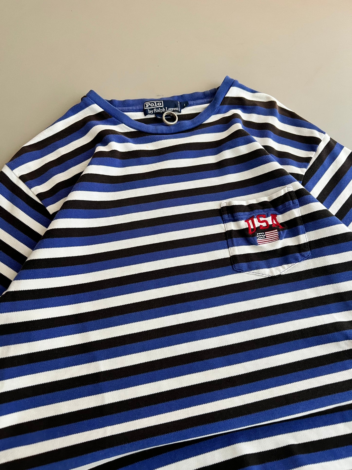Large 2000s Polo Ralph Lauren Embroidered Striped T-shirt